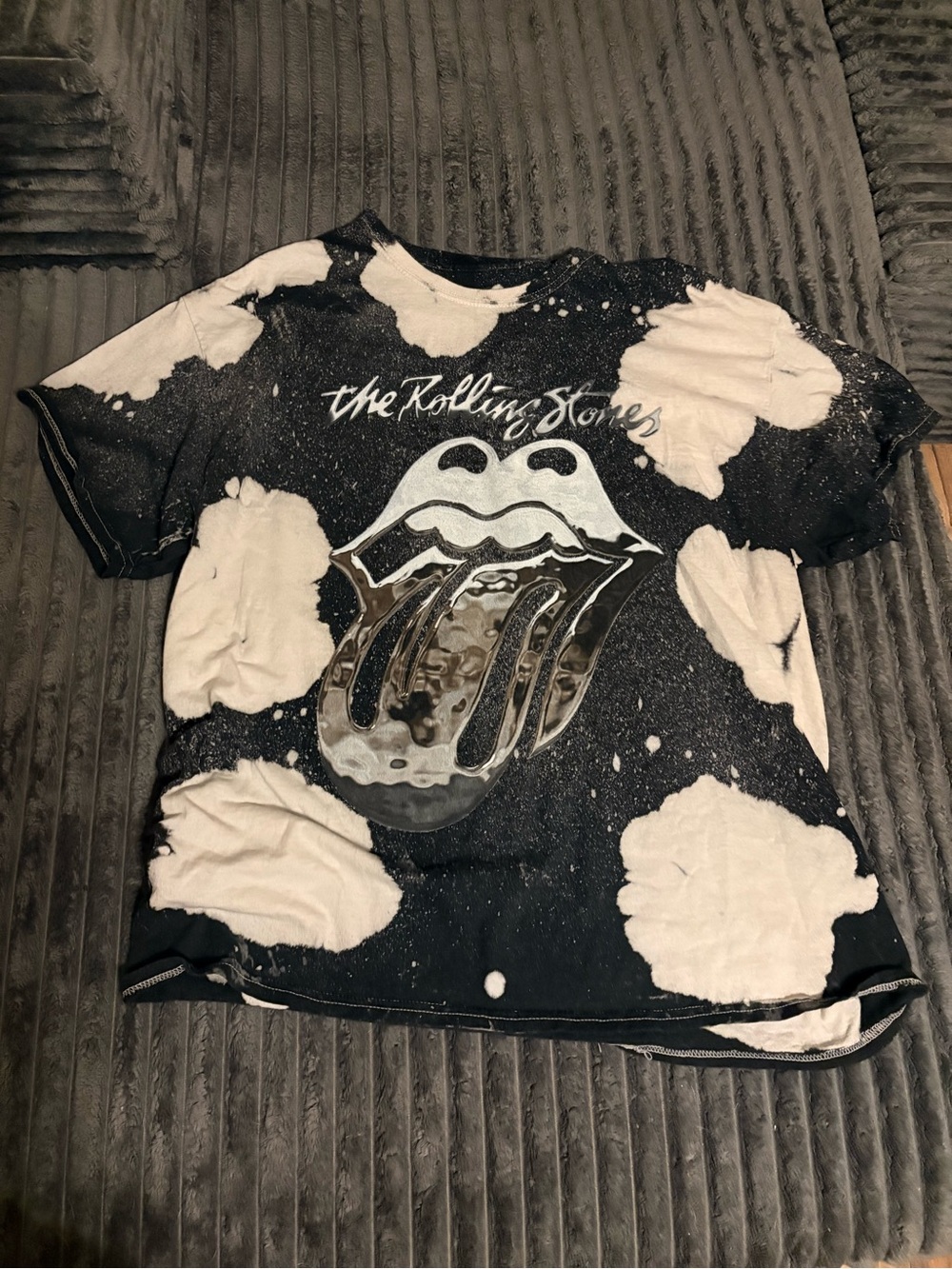 The Rolling Stones Black & White Tie-Dye Tongue Tee